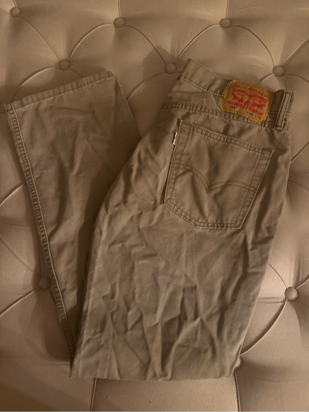 Levi's 514 Straight Khaki Pants with Red Logo Patch
